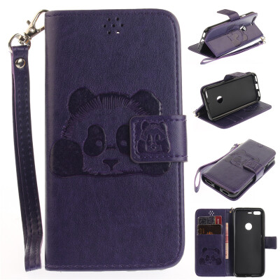 

Purple Panda Style Embossing Classic Flip Cover with Stand Function and Credit Card Slot for Google Pixel