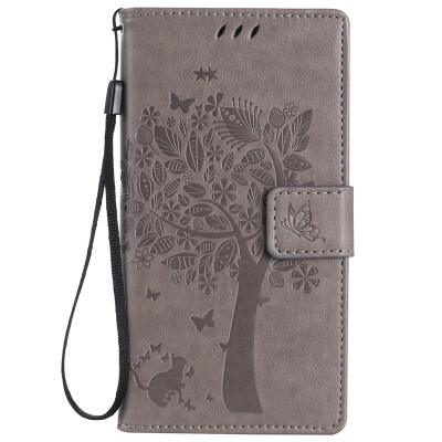 

Gray Tree Design PU Leather Flip Cover Wallet Card Holder Case for HUAWEI P8MINI