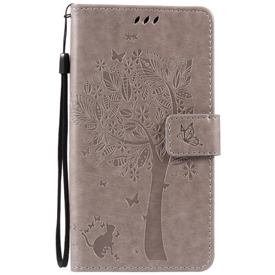 

Gray Tree Design PU Leather Flip Cover Wallet Card Holder Case for Zenfone ZB551KL