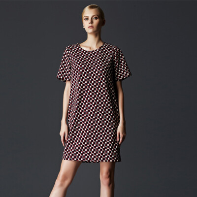 

Marc Rebecca short-sleeved dress freshly printed round neck Slim dress 52196E red print  code