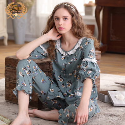 

Ching Tong Chunxia 2017 новый семиточечный рукав хлопок корейский свободный костюм пижамы 9573536 S