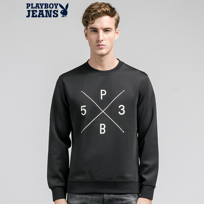 

Playboy (PLAYBOYJEANS) хит цветной печати на шею свитер мужской Slim Korean 63107015 цифровой черный L