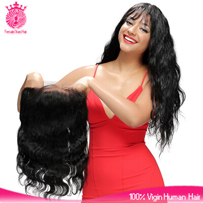 

360 Lace Frontal Closure 22x4 Brazilian Body Wave Virgin Human Hair With Baby Hair Bleached Knots