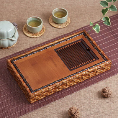 

Handmade Ancient Style Bamboo Gongfu Tea Ceremony Serving Table Tray 31x17.5cm