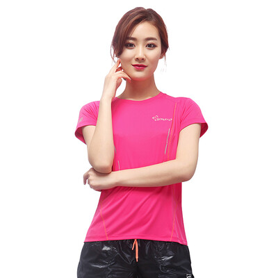 

Pathfinder TOREAD spring and summer outdoor couples women fast drying stretch running short sleeve T-shirt KAJE82572 rose red M