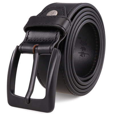 

Jingdong supermarket] cattle headed men's belt buckle youth pants men's wild tide waist belt leather belt male 1360 deep coffee color