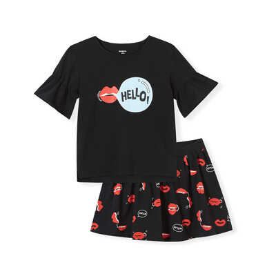 

Balabala BALABALA female middle boy short sleeve suit summer middle child two sets of sleeved casual women 28192170157 black 160
