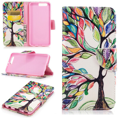 

Colorful tree Design PU Leather Flip Cover Wallet Card Holder Case for Huawei P10 Plus