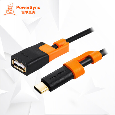 

(PowerSync) CUBCGAR0025T Тип C OTG линия передачи данных двухцветная противоскользящая складная черная 0,25 метра