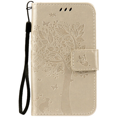 

Gold Tree Design Кожа PU флип крышки Кошелек Карты Держатель чехол для LG K3
