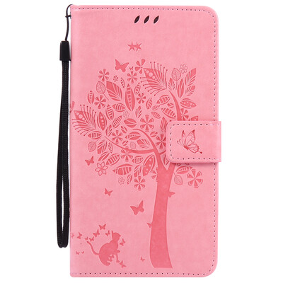 

Pink Tree Design PU Leather Flip Cover Wallet Card Holder Case for HUAWEI MATE 7