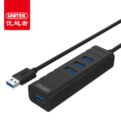 

(UNITEK) USB3.0 сплиттер высокоскоростное расширение перетаскивания более четырех интерфейсов 0,8 метров ноутбук настольный компьютер 4-портовый концентратор HUB конвертер черный Y-3056BBK