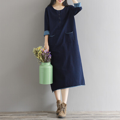 

CITYPLUS Faculty of Arts and Lengthening College of Arts and Leisure Long Sleeve Dresses Female CWQZ16Q455 Dark Blue