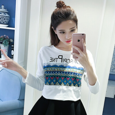 

VIVAHEART Loose Round Neck Lace Short Sleeve Long Sleeve T-Shirt VWTC172337 White