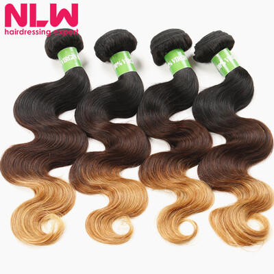 

N.L.W. 10A Brazilian virgin human hair 4 bundles Body wave hair extensions Ombre T1B/4/27 Hair color
