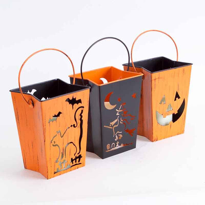 

Set of 3 Halloween Lanterns,With Led Flameless Candle,Witch,Cat ,Pumpkin
