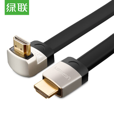 

Green (UGREEN) HDMI cable version 2.0 3D digital high-definition line 4K flat line 90 degrees elbow notebook projector cable interface big side inward 3 meters 10280