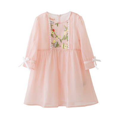 

Fragrance Flordeer French Kids Girls Dress Chiffon Embroidered Skirt Princess Dress F71012 Pink 110