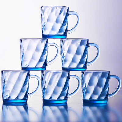 

Jingdong Supermarket] Xi Bi (Scybe) Bangui handle melted glass glass cup cup glass gem blue 250ml 6 only installed