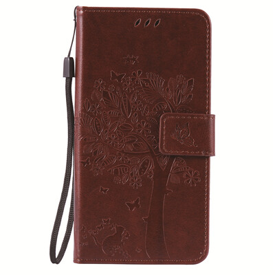 

Brown Tree Design PU Leather Flip Cover Wallet Card Holder Case for LG K10