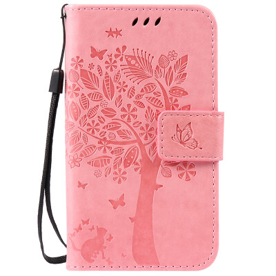 

Pink Tree Design PU Leather Flip Cover Wallet Card Holder Case for LG K3