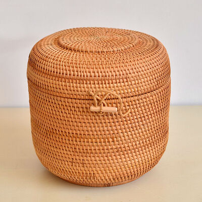 

Handmade Rattan Woven Pu-erh Tea Cake Storage Box Canister Kitchen Container for seven 357g puer cakes