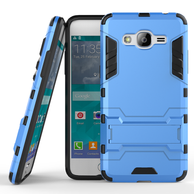 

Blue Slim Robot Armor Kickstand Shockproof Hard Rugged Rubber Back Case For SAMUNG Galaxy Grand Prime Plus/J2 Prime