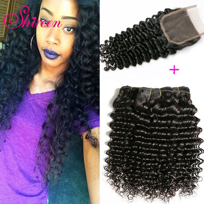 

8A Malaysian Virgin Hair With Closure Deep Wave Malaysian Hair With Closure Human Hair Weave Malaysian Curly Hair With Closure