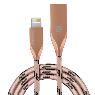 

Bee wing apple 6 6S 7 data cable zinc alloy braided wire 1 m rose gold mobile phone charger line power cord support iphone5 5s 7P SE ipad air mini
