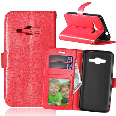 

Red Style Classic Flip Cover with Stand Function and Credit Card Slot for SAMSUNG GALAXY J1 2016/J120F