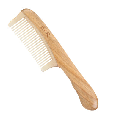 

Craftsmanship MrGreen -7212 horn comb massage comb teeth long hair green sandalwood comb natural head comb handle