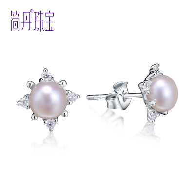 

Jane Dan JIANDAN S925 Sterling Silver Nail Temperament Elegant Freshwater Pearl Silver Jewelry White 7-7.5MM To Jane Stud Earrings