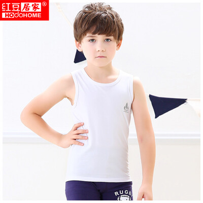 

Red bean home Hodohome children vest boys in the big child cotton elastic backing sleeveless T-shirt white 16085