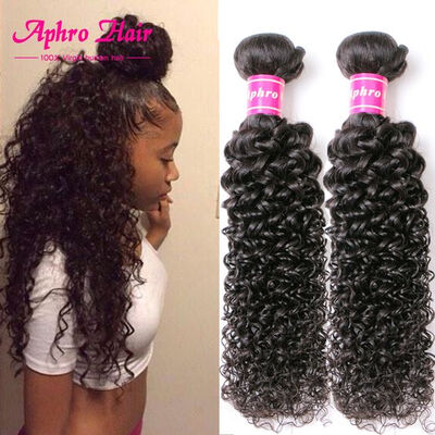 

Aphro Hair 8A Grade Kinky Curly Human Hair Brazilian Virgin Human Hair 4 Bundles With Natural Color