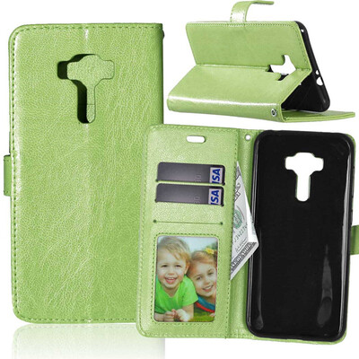 

Green Style Classic Flip Cover with Stand Function and Credit Card Slot for Asus Zenfone 3 ZE552KL