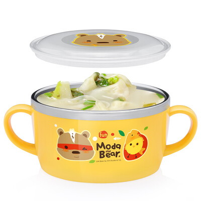 

baby baby shop (Korean imports) children's stainless steel tableware 5 sets of baby insulation food supplement bowl baby training meal package gift box