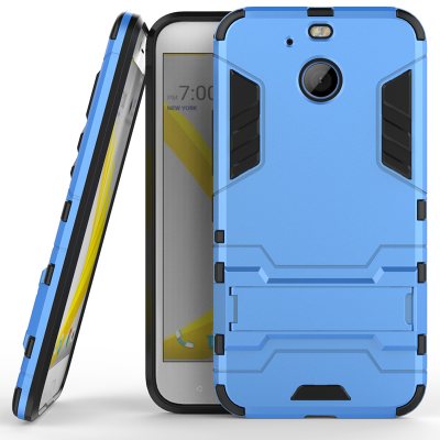 

Blue Slim Robot Armor Kickstand Shockproof Hard Rugged Rubber Back Case For HTC Bolt