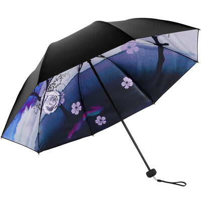 

Paradise umbrella (UPF50 +) Vinyl transfer three fold sun umbrella sunny umbrella 31821E figure orange