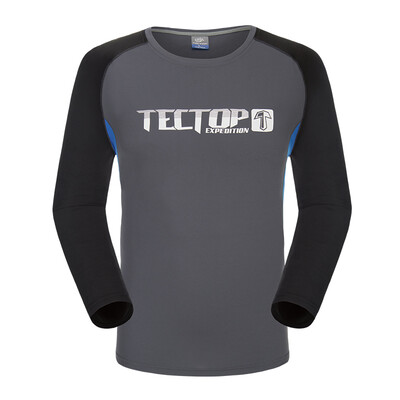 

Tectop quick-drying T-shirt outdoor men&women models breathable quick-drying T-shirt round neck long-sleeved color printing speed dry clothes men white M