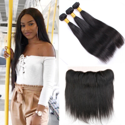 

13x4 Ear To Ear Lace Frontal Closure With Bundles 8A Brazilian Straight Virgin Hair With Closure Cy May Hair Lace Frontal Weave