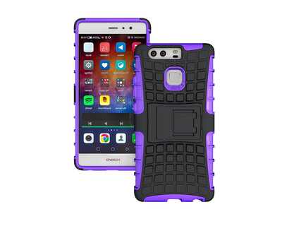 

Huawei P9 CaseGangxun Heavy Duty Armor Dual Layer Rugged Hybrid Hard Shockproof Case with Kickstand for Huawei P9 Cover (purple