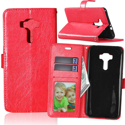

Red Style Classic Flip Cover with Stand Function and Credit Card Slot for Asus Zenfone ZD552KL