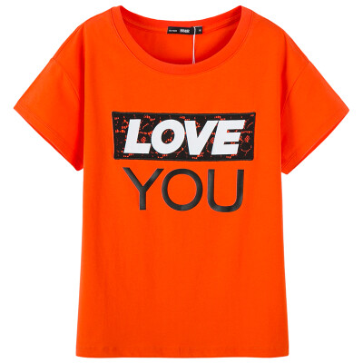 

Semir T-shirt summer ladies T-shirt round neck lace embroidery letters were thin 12216000213 orange red