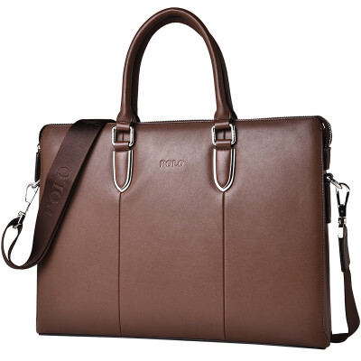 

POLO men first layer of leather business documents handbag 040973 coffee color
