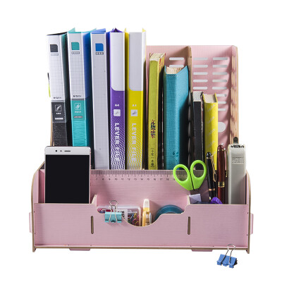 

Jinlongxing Glosen D9121 handmade DIY wood four multi-functional combination file box file box data frame pink