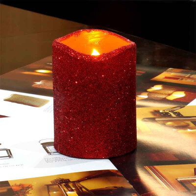 

DFL Flickering Flameless Real Wax Electronic Led Pillar Candles with Timer Glitter Powder for Christmas (Gold, 3x4 Inches