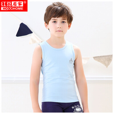 

Red bean home Hodohome children&39s vest boys in the big child cotton elastic backing sleeveless T-shirt light blue 14075