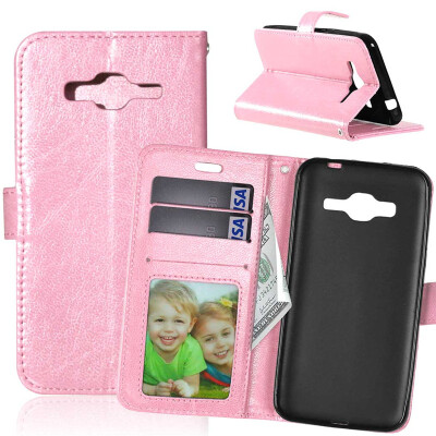 

Pink Style Classic Flip Cover with Stand Function and Credit Card Slot for Samsung Galaxy J3 2016/J320