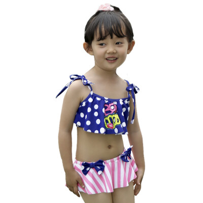 

Odd sea QIHAI children swimsuit girl baby swimsuit split bikini skirt girl hot spring swimwear 7601-2 blue&white point M code