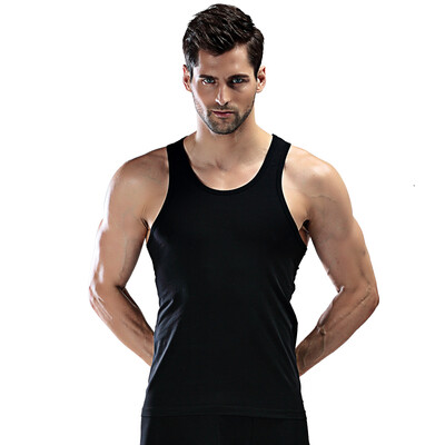 

MEXICAN men's Lycra cotton solid-color sports vest with round collar